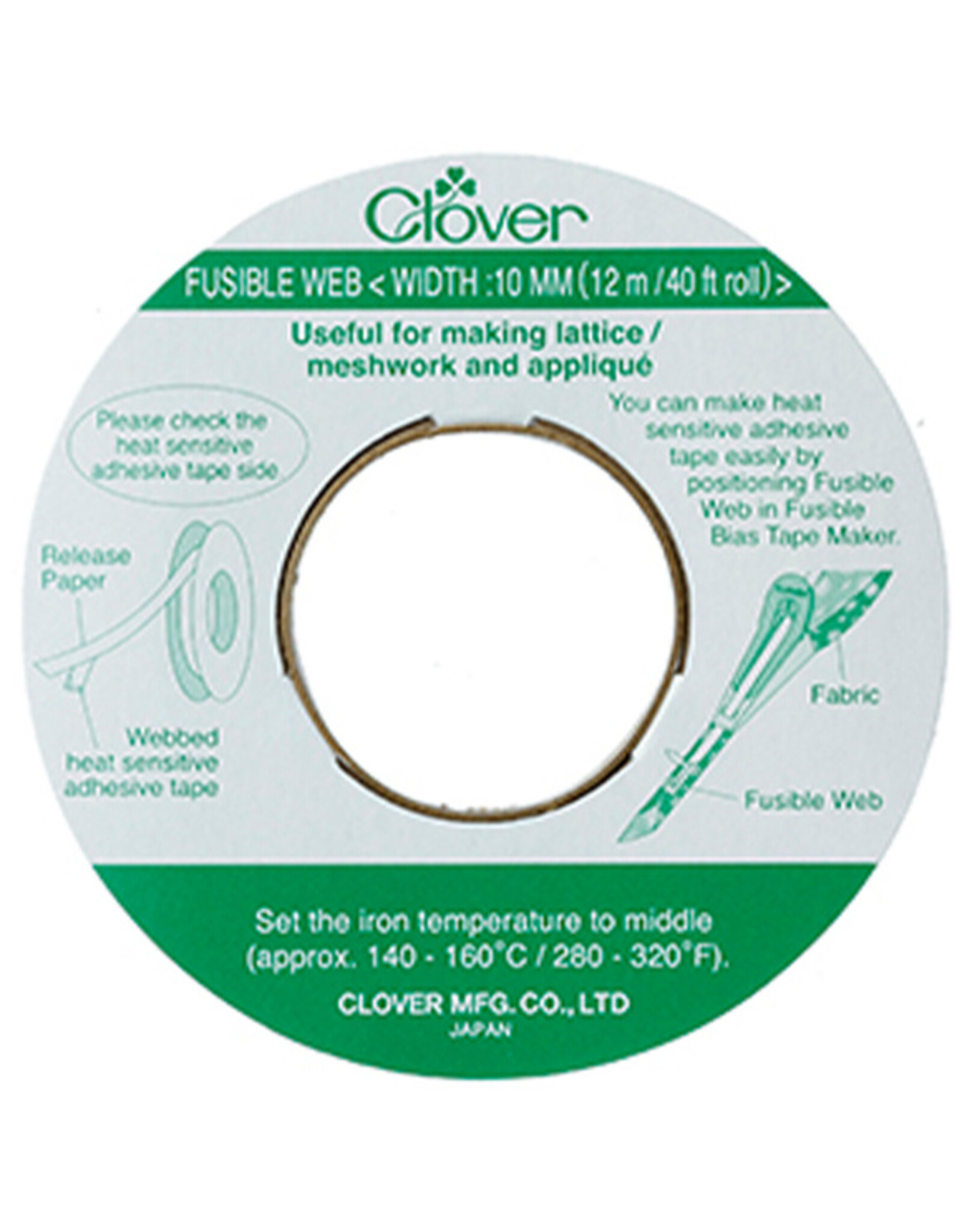 Clover Fusible Web - 10 mm - 12 mtr - plakvlies om band opstrijkbaar te maken