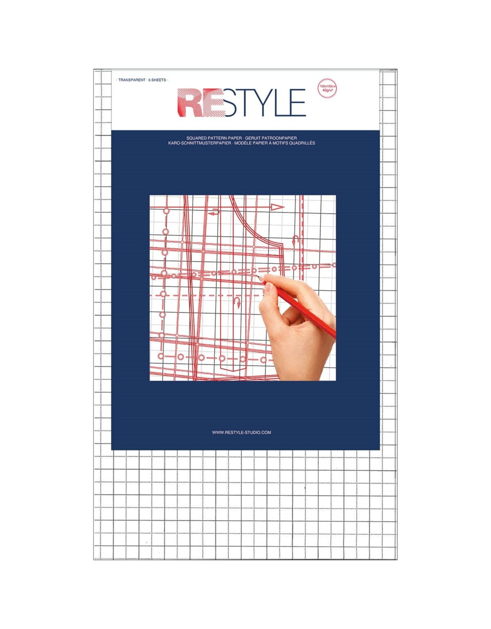 Restyle Restyle - Pattern paper Sheets - 100x150cm - 5 stuks - Squared