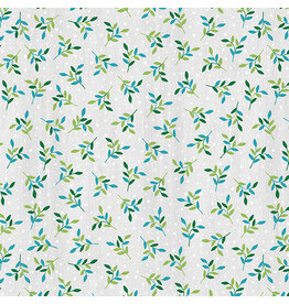 Benartex Contempo Studio Hearty the Snowman - Leaf Sprig Light Grey coupon (± 23 x 110 cm)