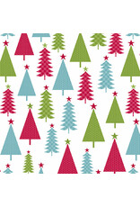Benartex Contempo Studio Joy - Jolly Trees White/Multi coupon (± 63 x 110 cm)