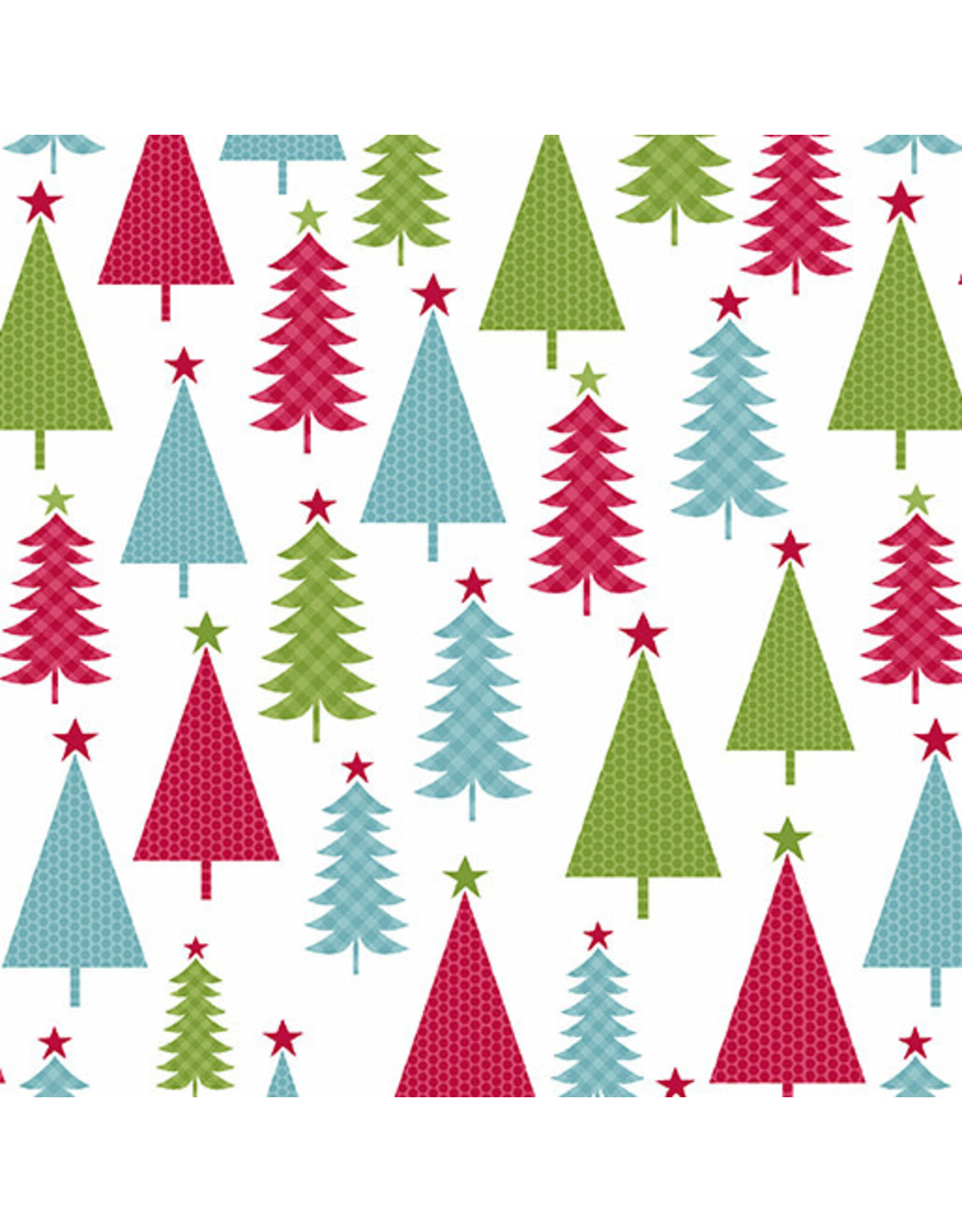 Benartex Contempo Studio Joy - Jolly Trees White/Multi coupon (± 63 x 110 cm)