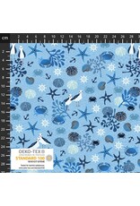 Stof Fabrics Hellan - Follow the Wave - Sea Life Blue - 4504-064