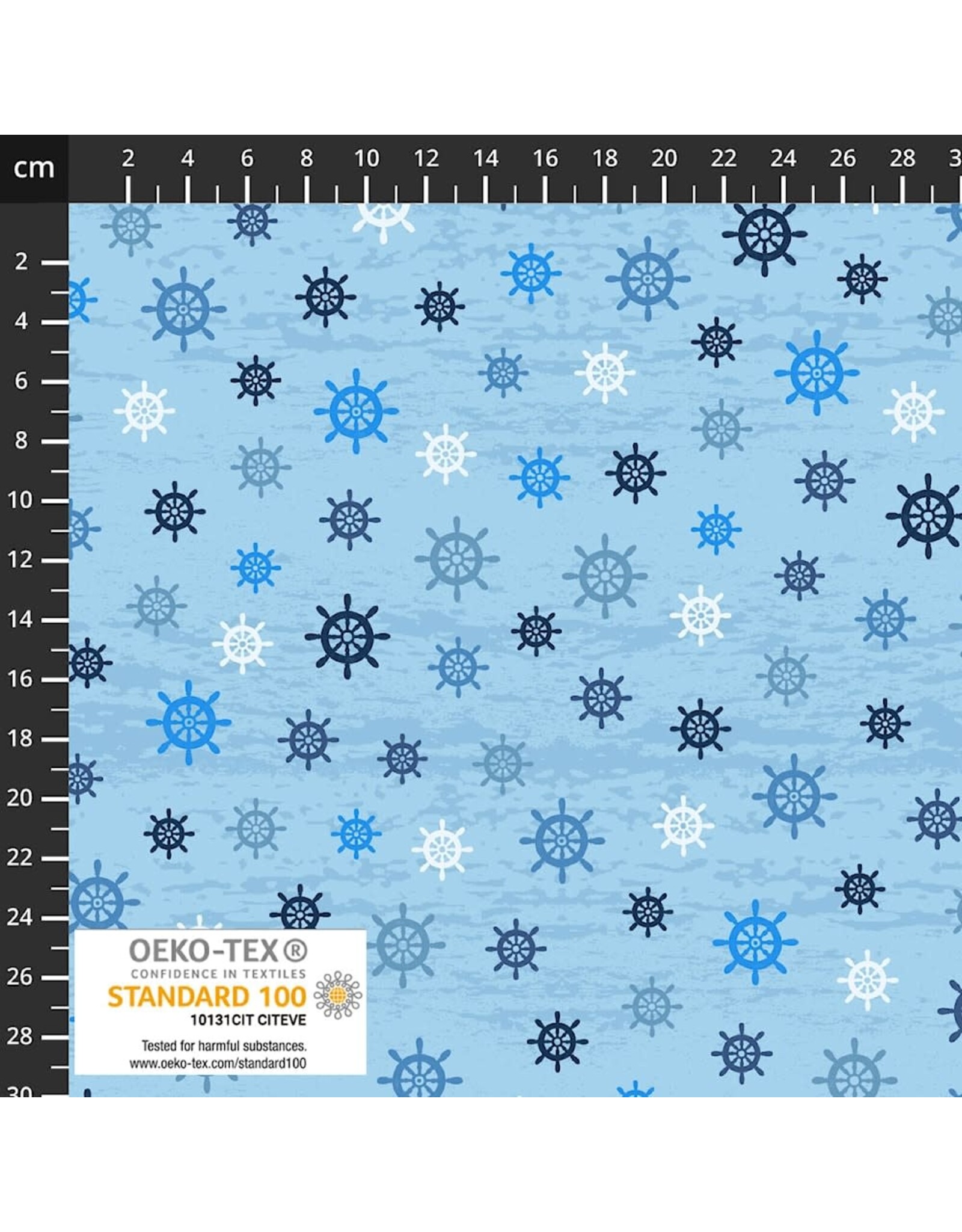 Stof Fabrics Hellan - Follow the Wave - Ship's Wheel Blue - 4504-065