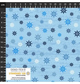 Stof Fabrics Follow the Wave - Ship's Wheel Blue