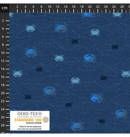Stof Fabrics Follow the Wave - Crab Dark Blue
