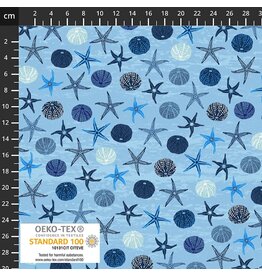 Stof Fabrics Follow the Wave - Starfish Blue