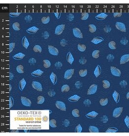 Stof Fabrics Follow the Wave - Seashells Dark Blue