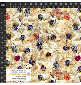 Stof Fabrics Wistful Blooms - Pansies Cream