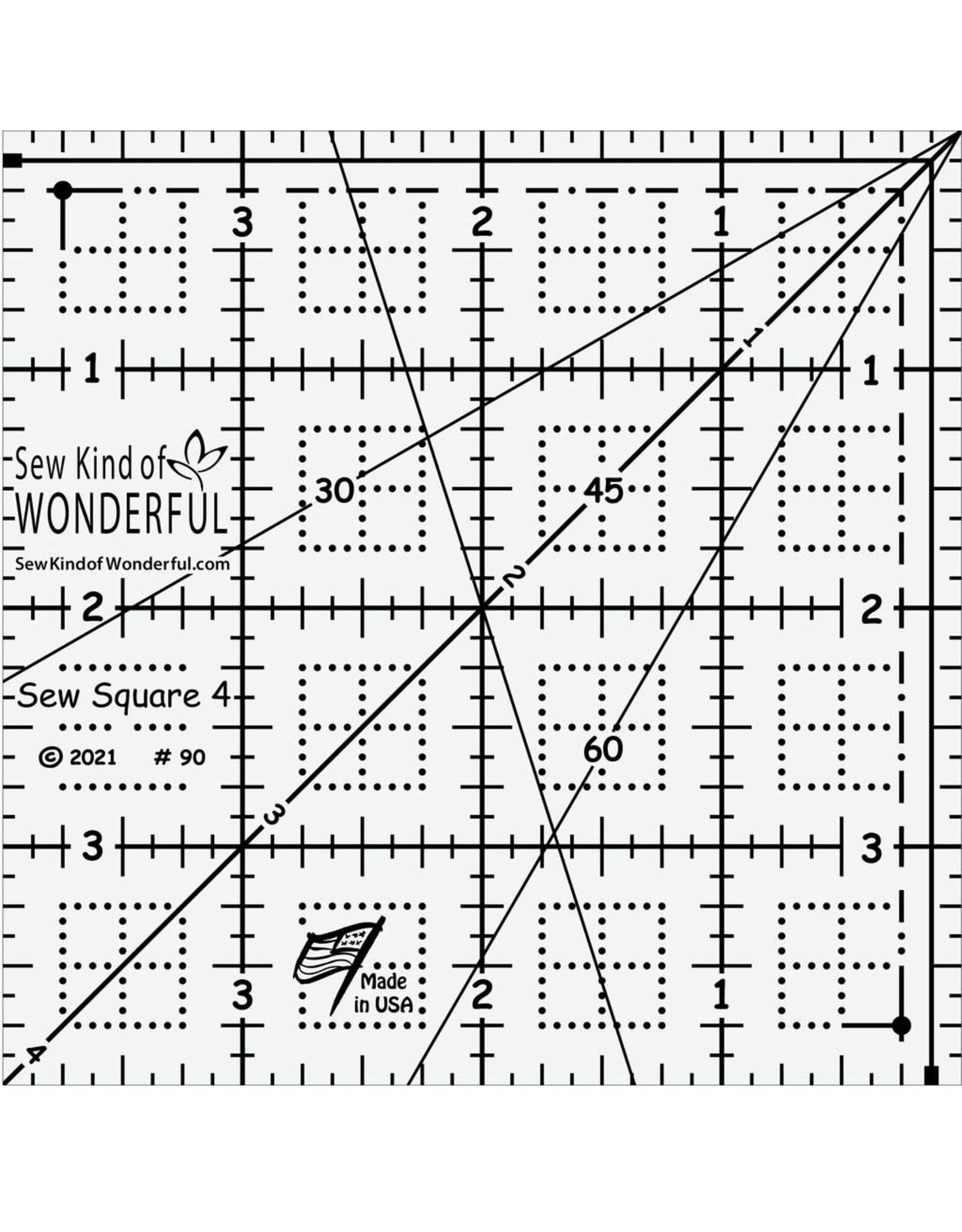 Sew Kind of Wonderful Sew Kind of Wonderful - Sew Square Ruler - 4 inch