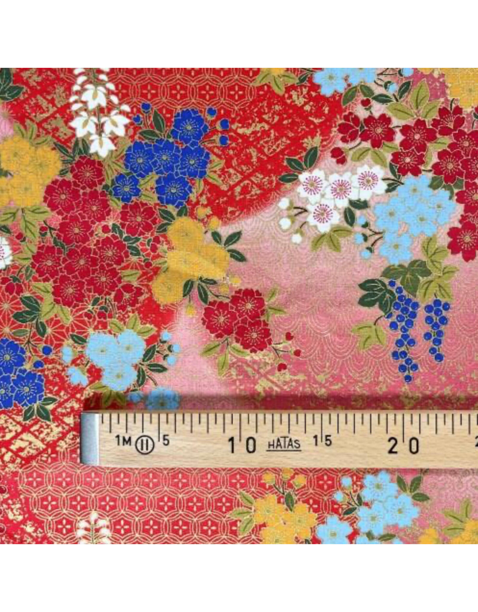 Naka Fabrics Naka Fabrics - Japanese Fabric - Flowers Red - 1750-40B