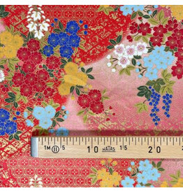 Naka Fabrics Japanese Fabric - Flowers Red