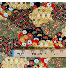 Naka Fabrics Japanese Fabric - Hexagon Gold