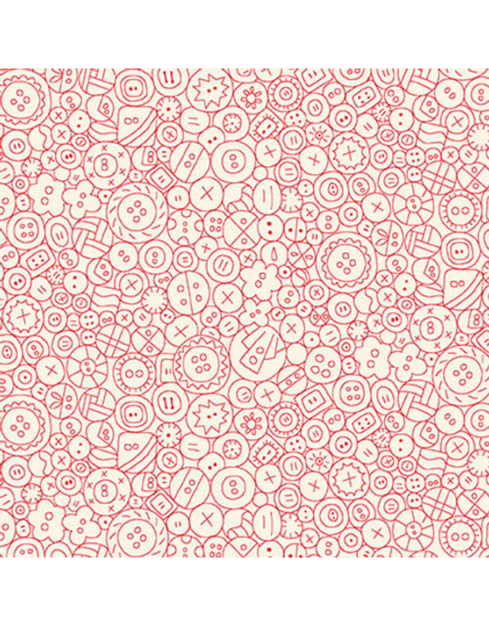 Henry Glass Say It With a Stitch - Buttons Linework Cream/Red coupon (± 40 x 110 cm)