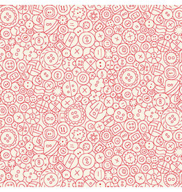 Henry Glass Say It With a Stitch - Buttons Linework Cream/Red coupon (± 40 x 110 cm)