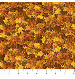 Northcott Autumn Woodland - Packed Leaves Rust