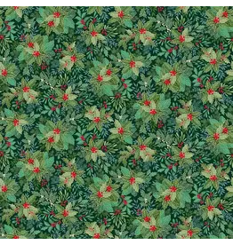 Makower UK Good Tidings - Holly Bush Dark Green coupon (± 48 x 110 cm)