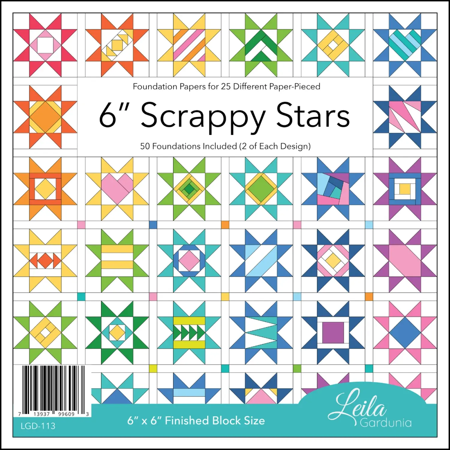 Leila Gardunia Design - Scrappy Stars - Foundation Paper-Piecing Pad ...