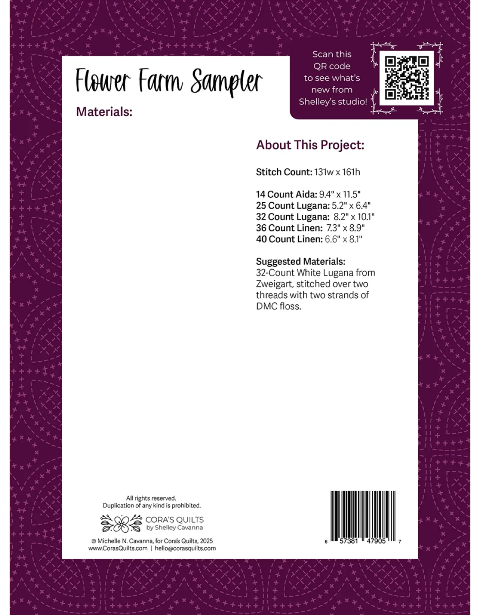 Diversen Shelley Cavanna - Flower Farm Sampler - Kruissteek patroon - CQ-CS009