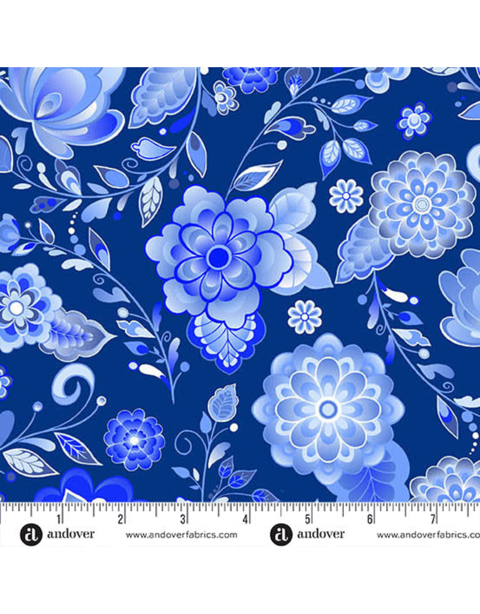Andover Libs Elliott - Amsterdam - Floret Cobalt - A-1690-B