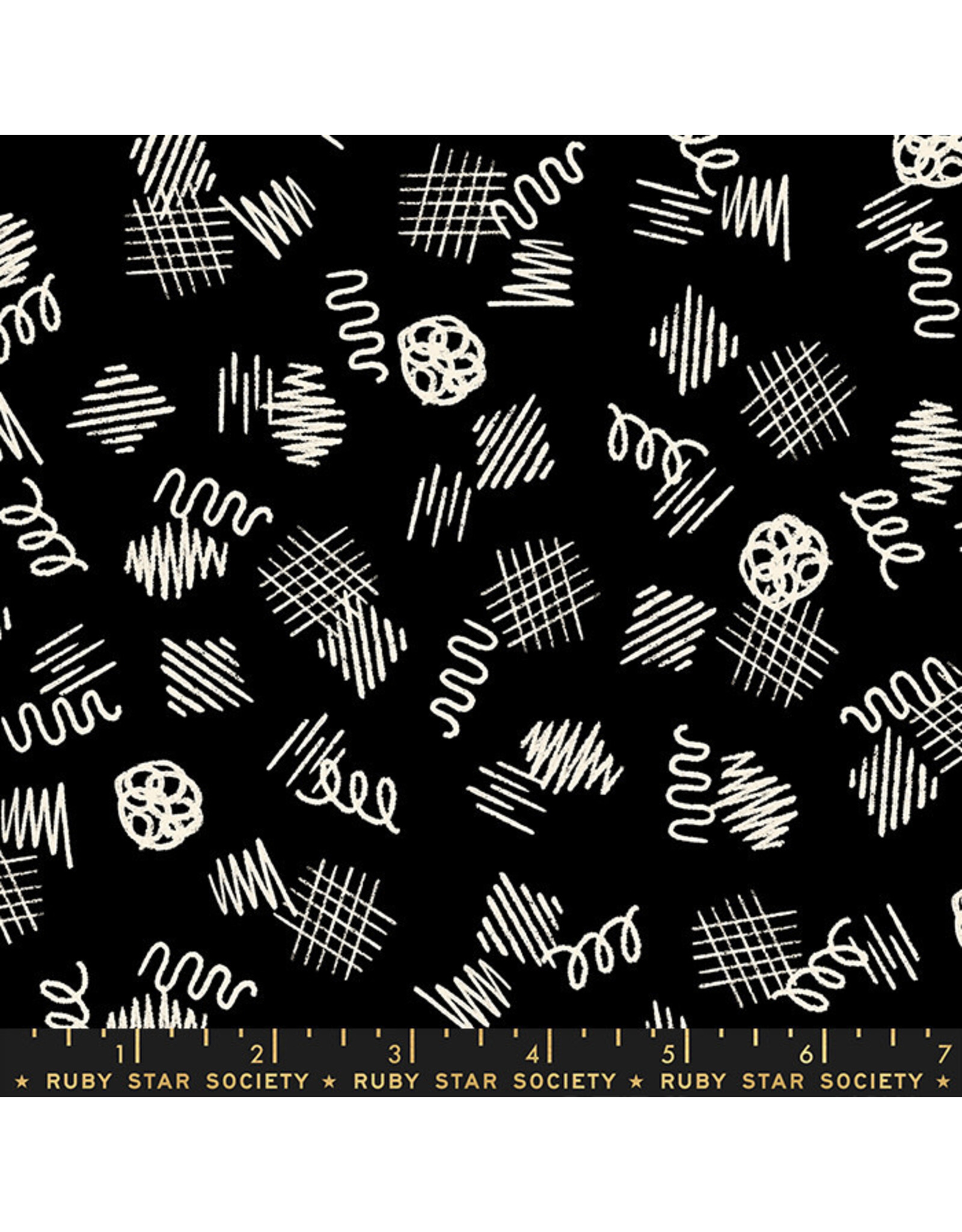 Moda Achroma - Scribble Black coupon (± 45 x 110 cm)