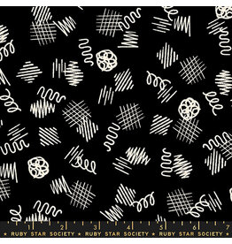 Moda Achroma - Scribble Black coupon (± 45 x 110 cm)