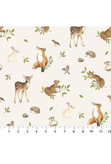 Northcott Northcott Fabrics - Woodland Heart - Animals Cream