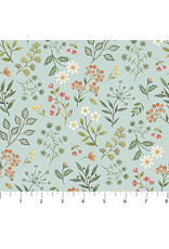 Northcott Woodland Heart - Floral Blue