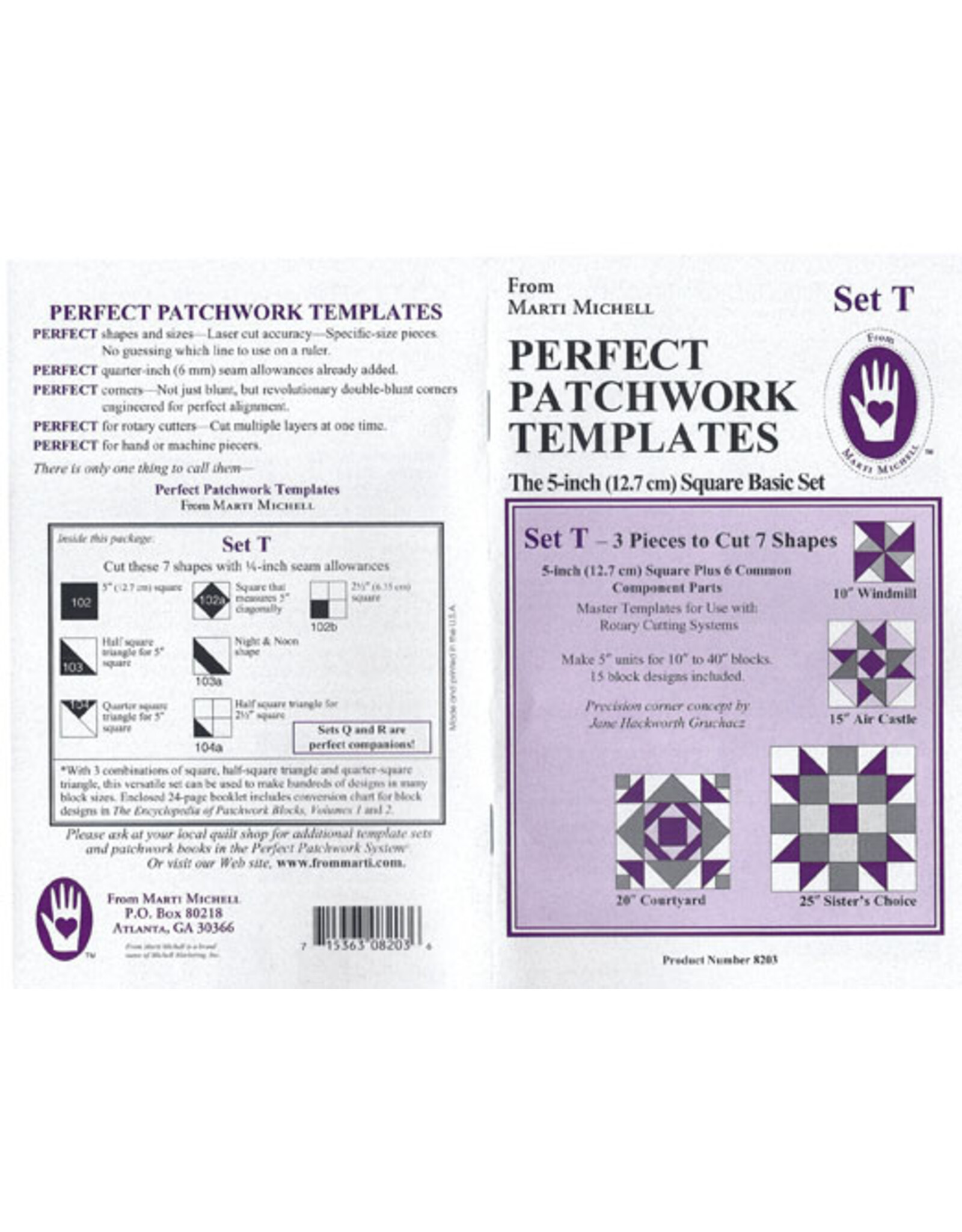 Marti Michell Marti Michell - Set T - 5 inch Basic Shapes - Perfect Patchwork Templates