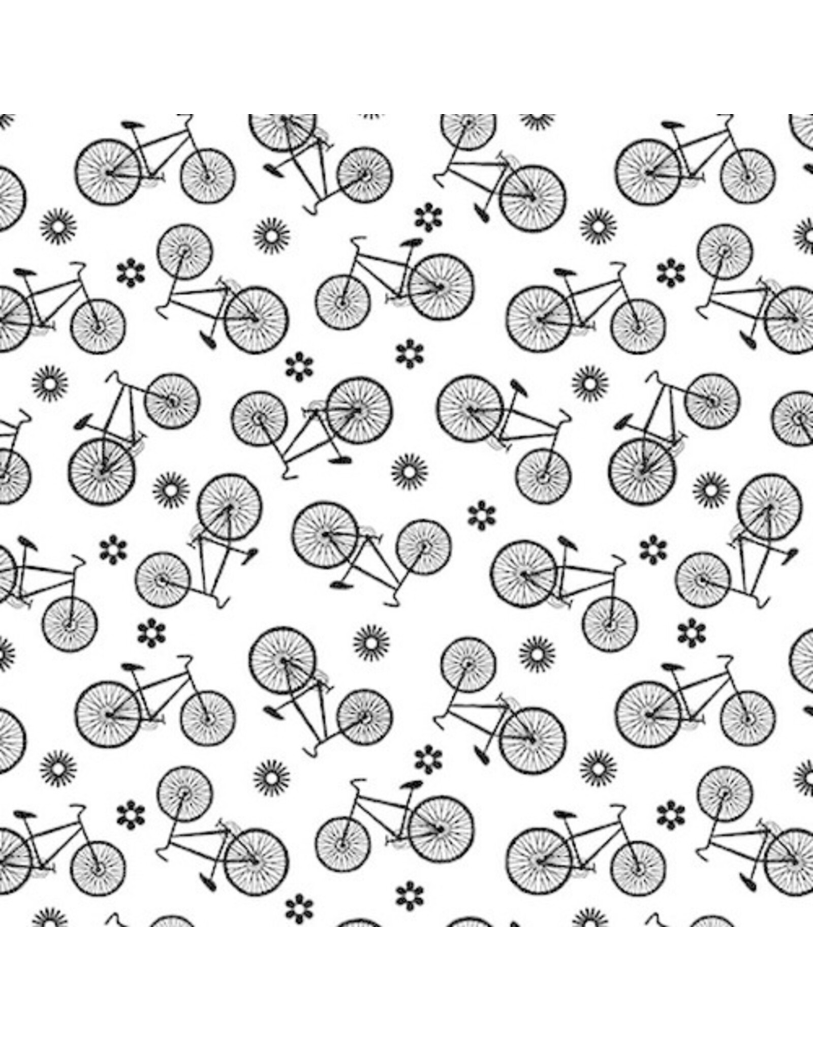 Blank Quilting Paradox - Bicycles White coupon (± 59 x 110 cm)