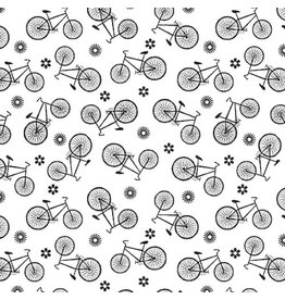 Blank Quilting Paradox - Bicycles White coupon (± 59 x 110 cm)
