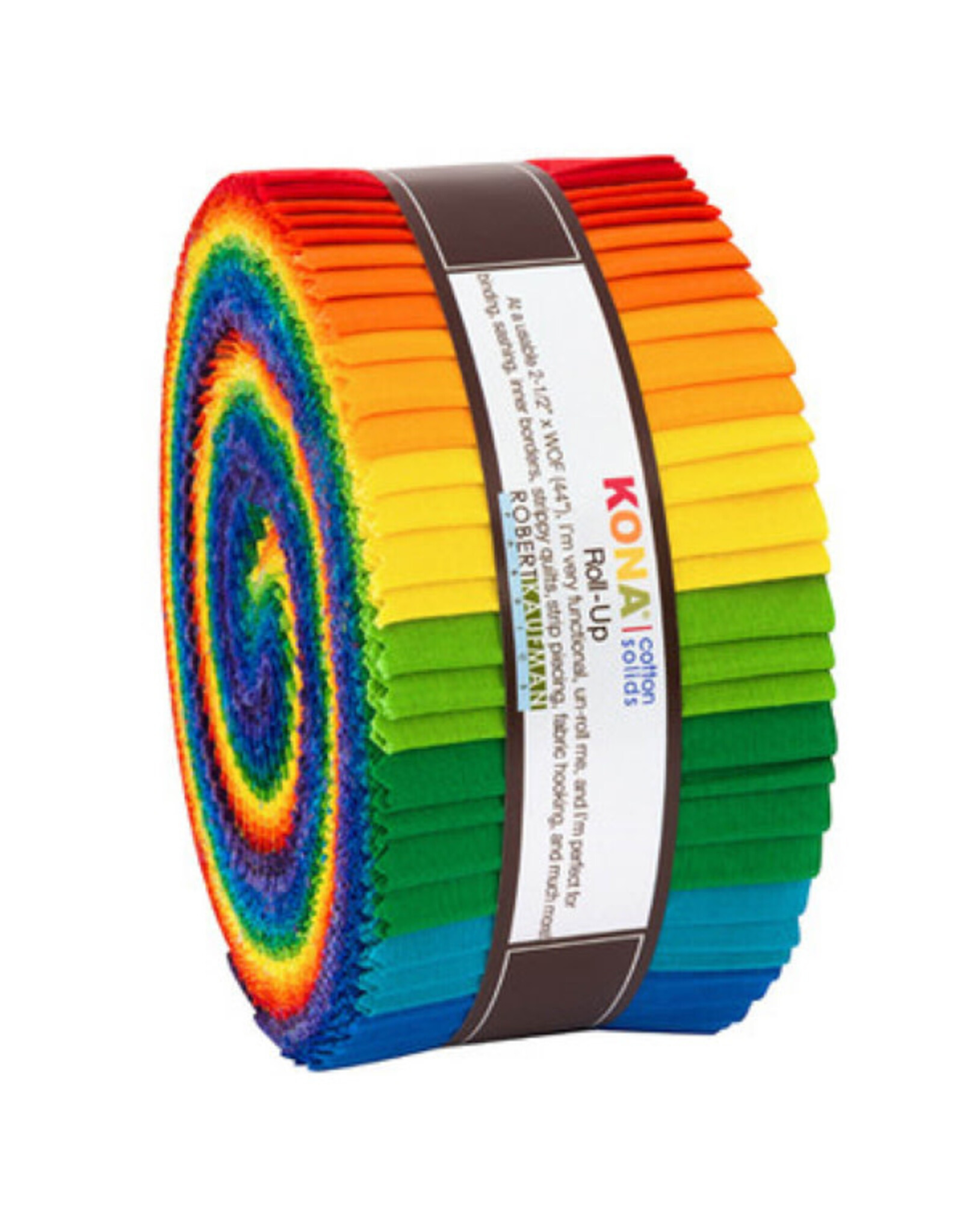 Robert Kaufman Robert Kaufman - 2-1/2in Strips Roll Up - Kona Solids Bright Rainbow