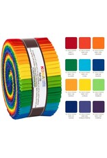 Robert Kaufman Robert Kaufman - 2-1/2in Strips Roll Up - Kona Solids Bright Rainbow