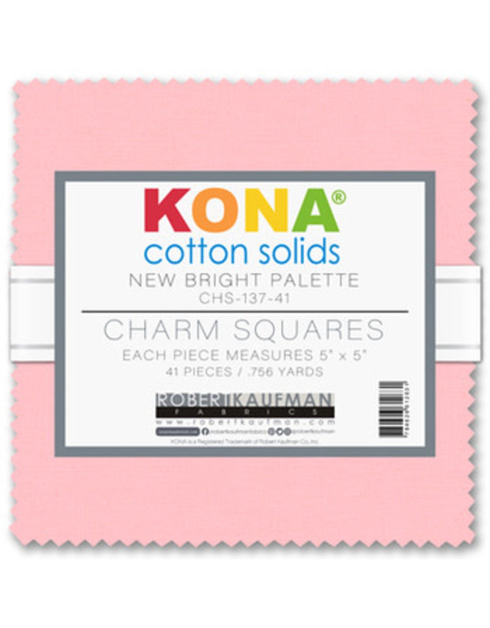 Robert Kaufman 5 x 5 inch Charm Squares - Kona Solids New Bright Palette - CHS-137-41