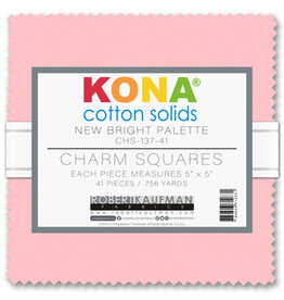 Robert Kaufman 5 x 5 inch Charm Squares - Kona Solids New Bright Palette