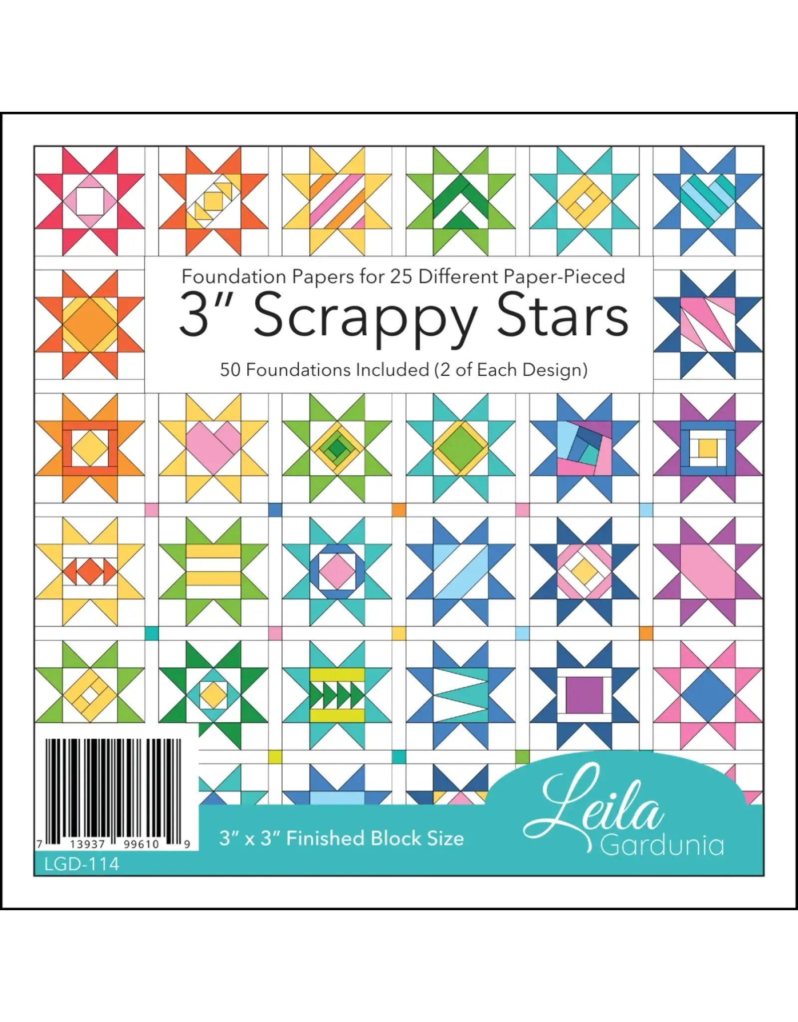 Leila Gardunia Leila Gardunia Design - 3 inch - Scrappy Stars  - Foundation Paper-Piecing Pad