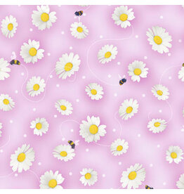 P & B Textiles Spring Sweeties - Daisies Pink
