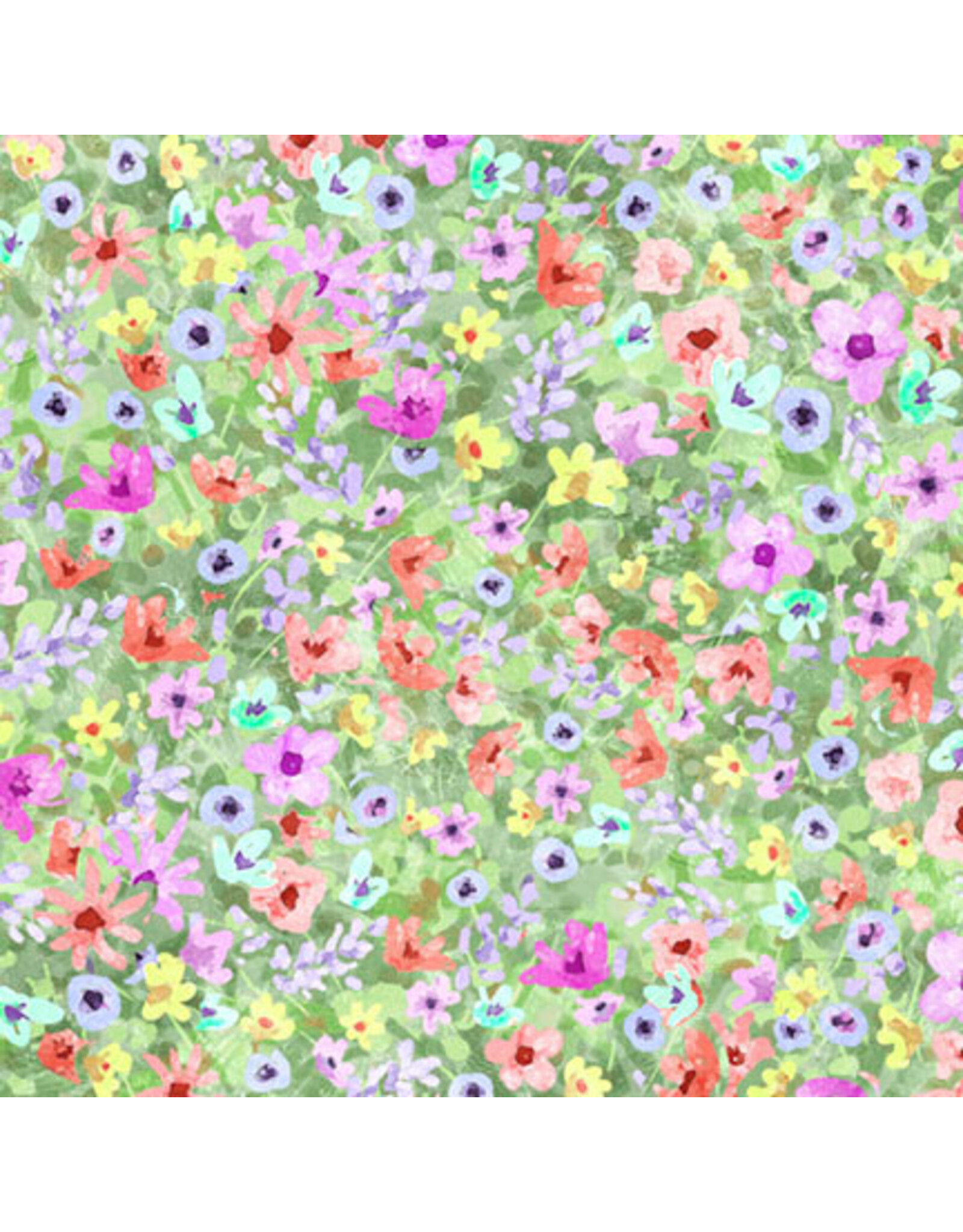 P & B Textiles P & B Textiles - Spring Sweeties - Flowers Green - SSWE-6150-G