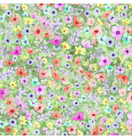 P & B Textiles Spring Sweeties - Flowers Green
