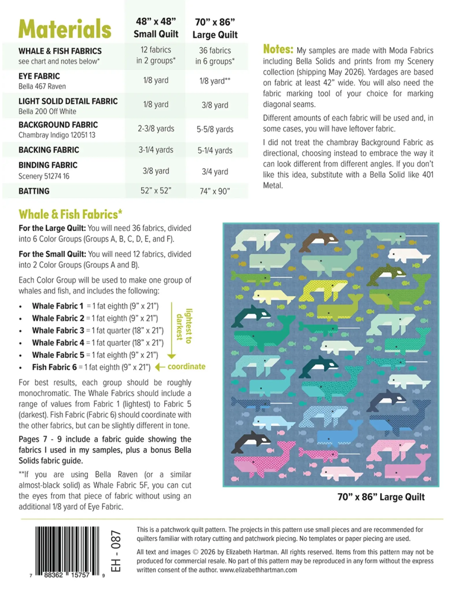 Elizabeth Hartman Elizabeth Hartman - Whale Watching - EH-087 - patroon voor quilt