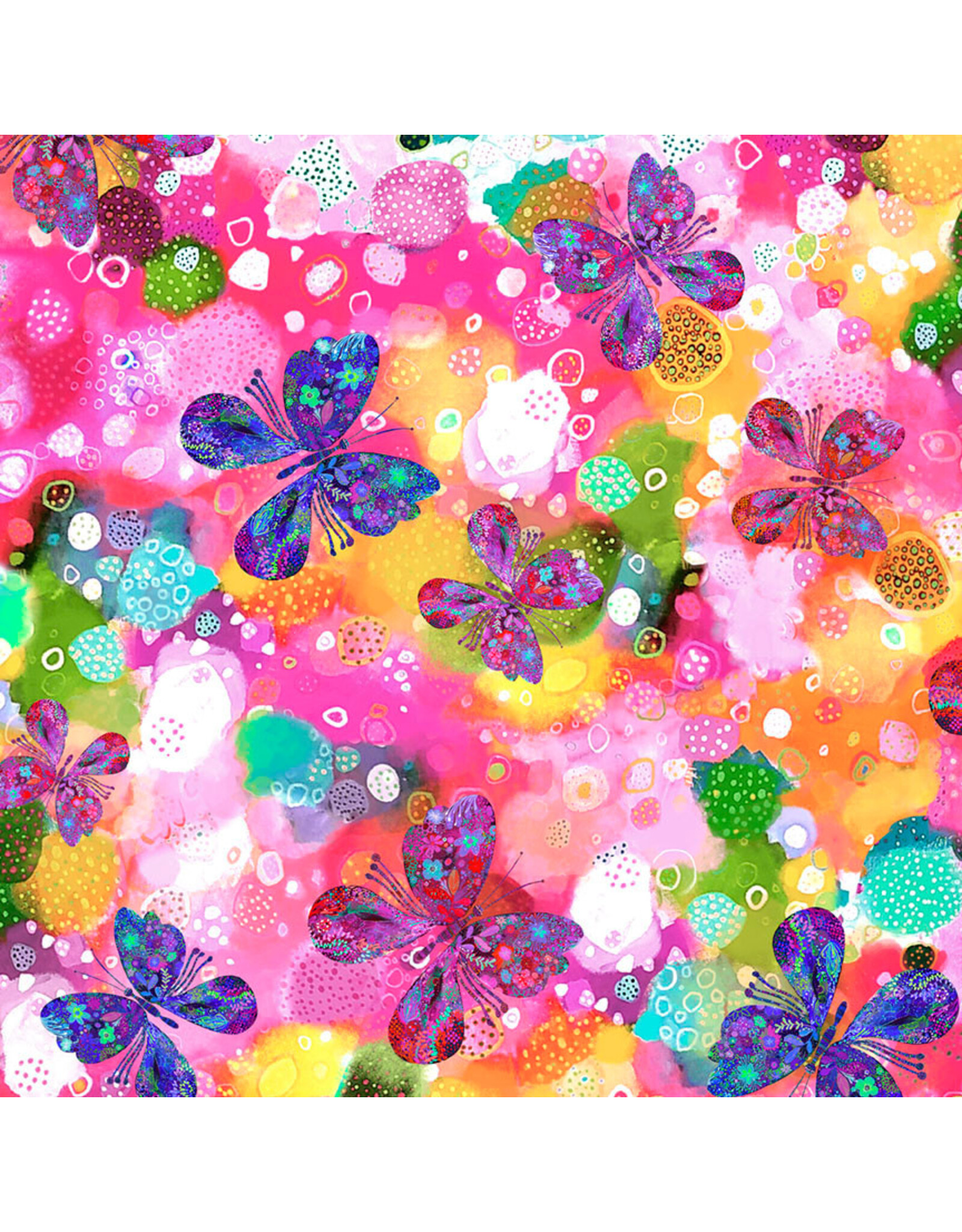 P & B Textiles Noemi Ibarz - Color Burst - Butterflies Multi - CBUR-6086-MU