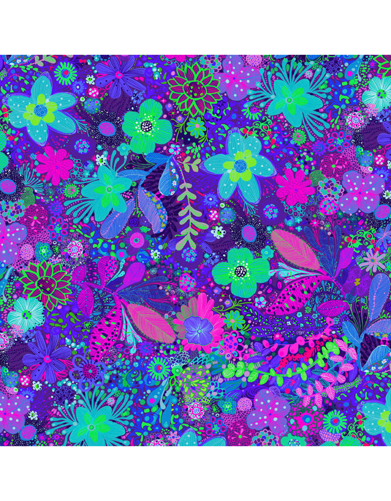 P & B Textiles Noemi Ibarz - Color Burst - Flowers Blue Purple - CBUR-6088-FV