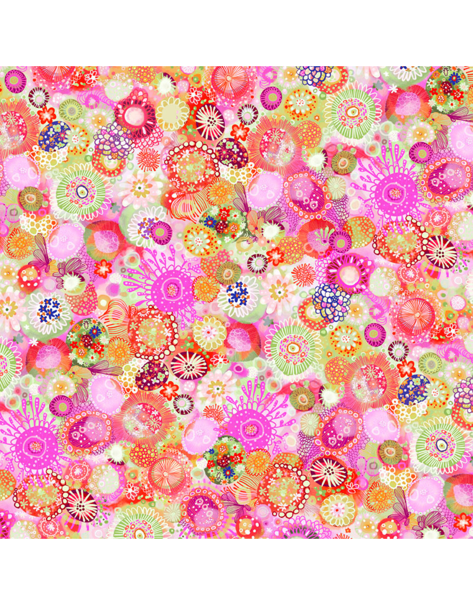 P & B Textiles Noemi Ibarz - Color Burst - Circles Pink Green - CBUR-6089-RPG