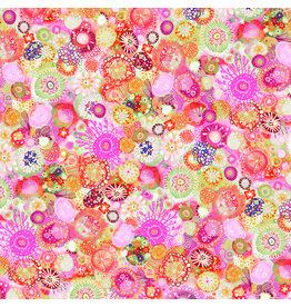 P & B Textiles Color Burst - Circles Pink Green
