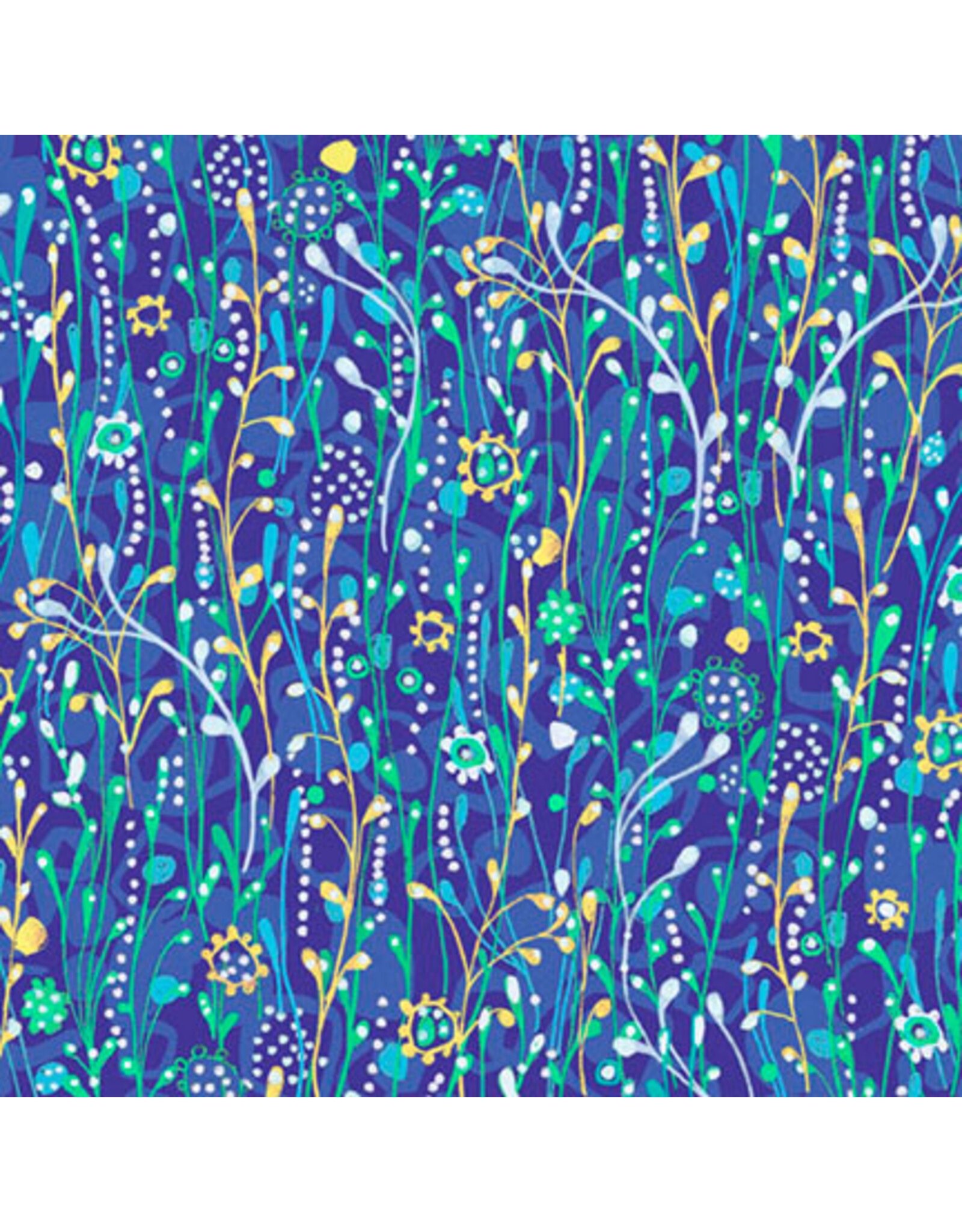 P & B Textiles Noemi Ibarz - Color Burst - Stems Blue - CBUR-6090-V