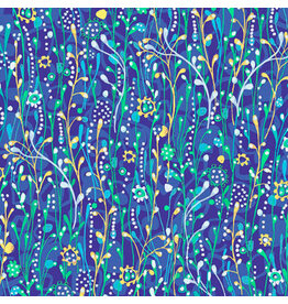 P & B Textiles Color Burst - Stems Blue