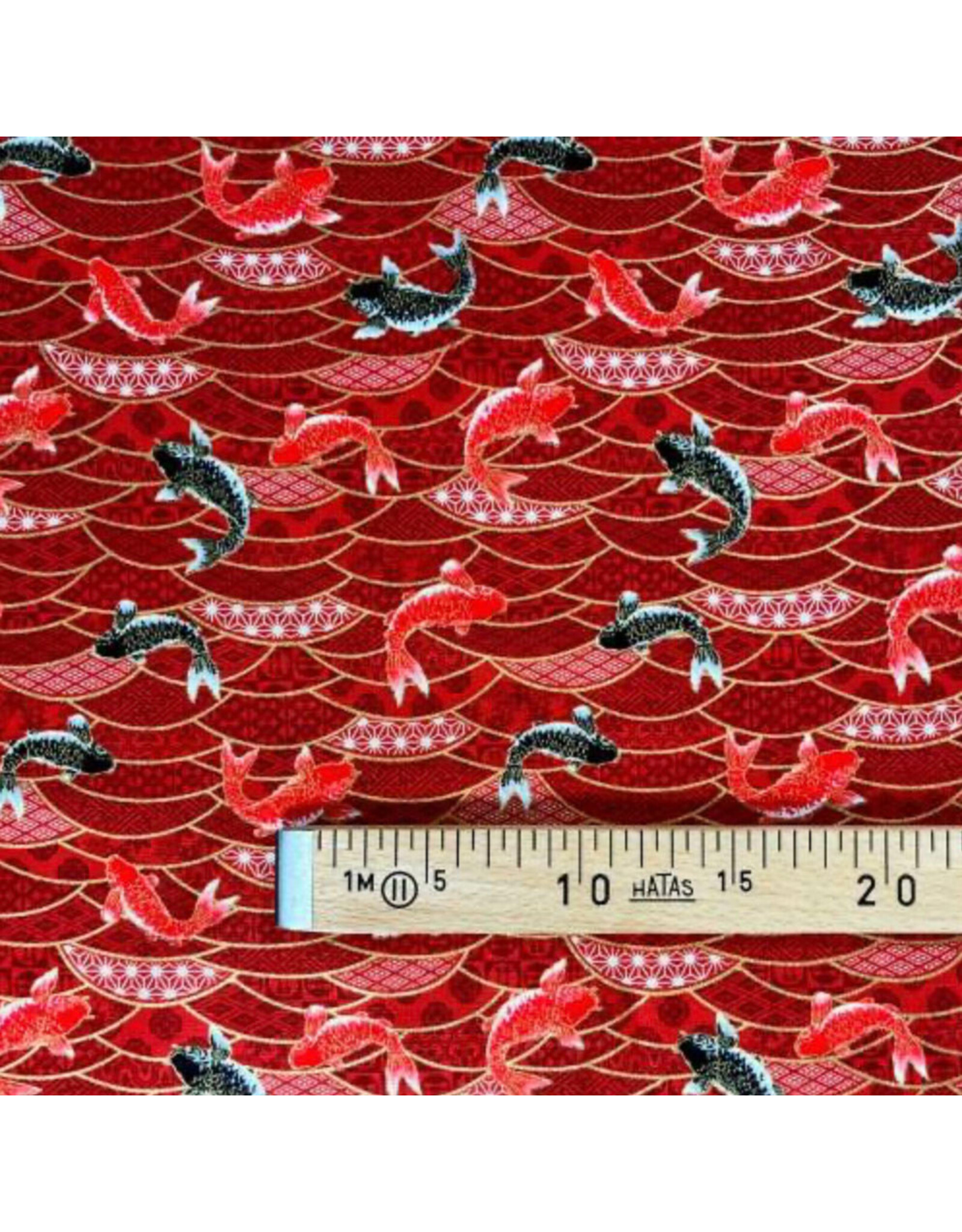 Naka Fabrics Japanese Fabric - Koi Red coupon (± 77 x 110 cm)