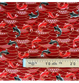 Naka Fabrics Japanese Fabric - Koi Red coupon (± 77 x 110 cm)
