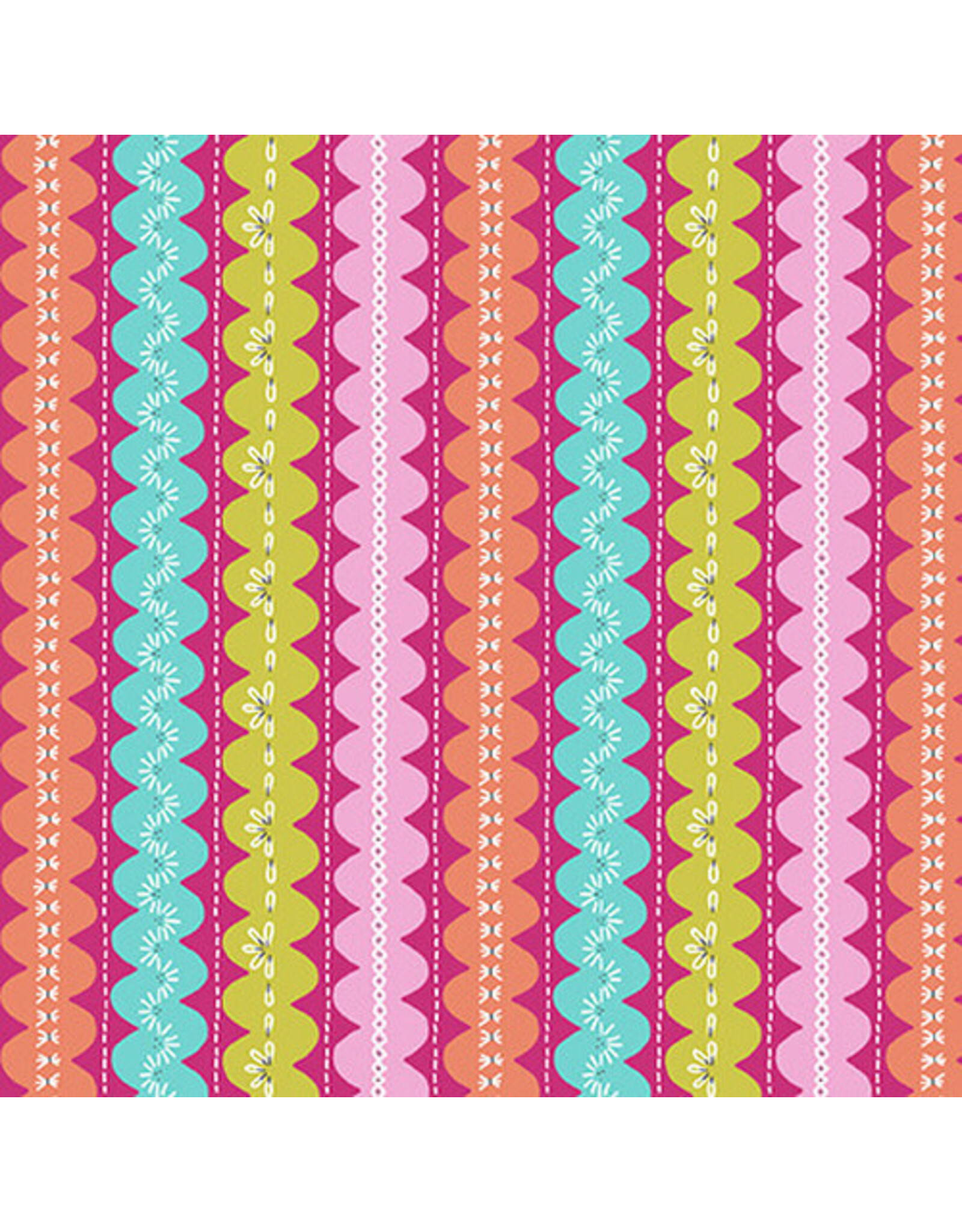 Blank Quilting Handmade with Love - Ric-Rac Stripe Coral coupon (± 54 x 110 cm)