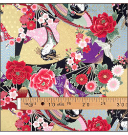 Naka Fabrics Japanese Fabric - Women and Roses Red