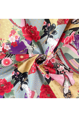 Naka Fabrics Naka Fabrics - Japanese Fabric - Women and Roses Red - 1750-10A